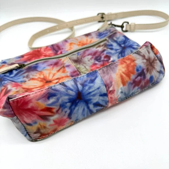 American Leather Co ALC Cleveland Crossbody Bag Tie Dye Floral Leather - Picture 8 of 14